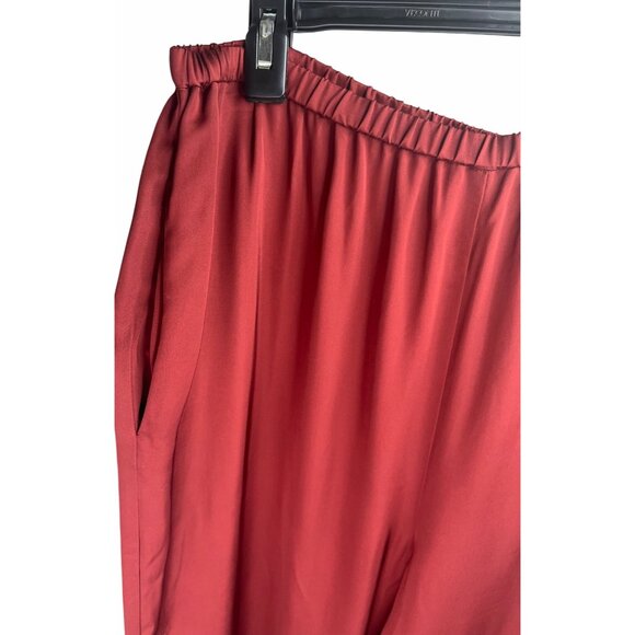 Diane Von Furstenberg Womens Red Elastic Waist Wide-Leg Pants Size Large - Picture 5 of 12